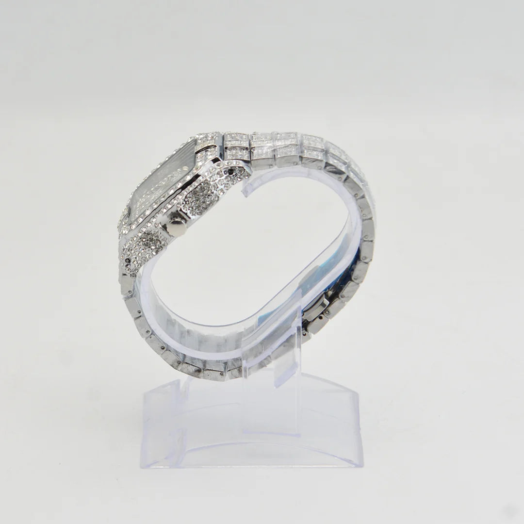 Cartier Santos Horizon Series | Pavé-Set Geometric Grandeur with Timeless Roman Dial (AWCM-00238)