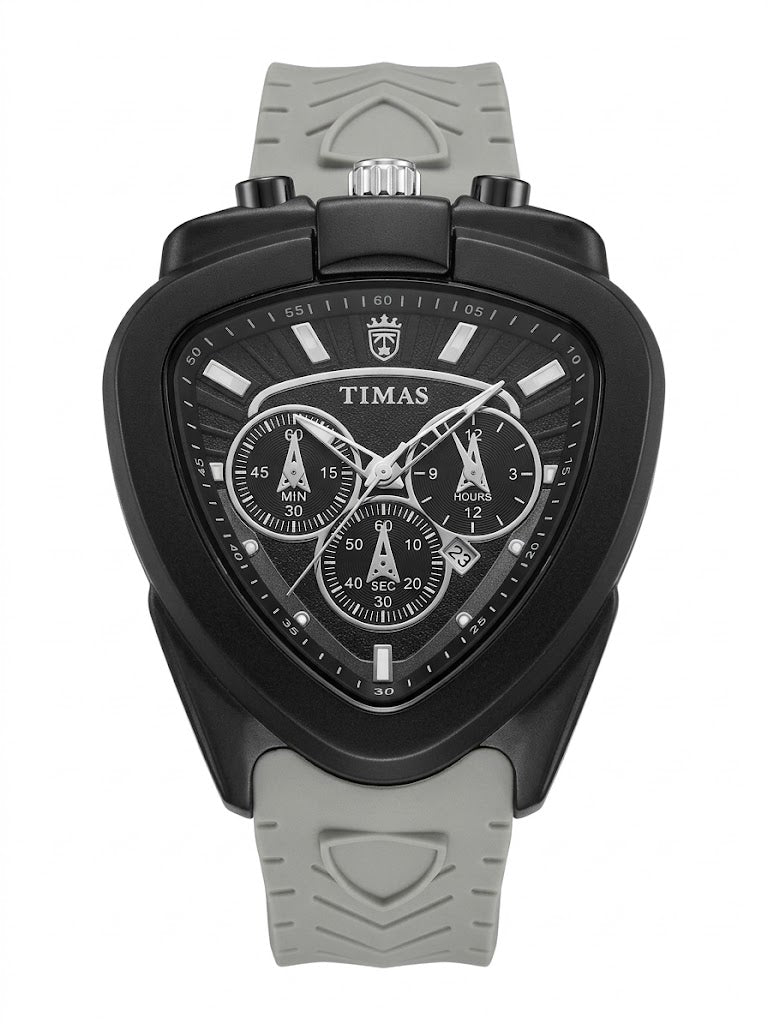 TIMAS Executive Triangular Quartz Chronograph Watch with Navy Blue Strap