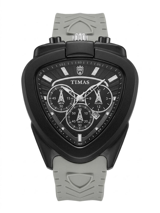 TIMAS Executive Triangular Quartz Chronograph Watch with Navy Blue Strap