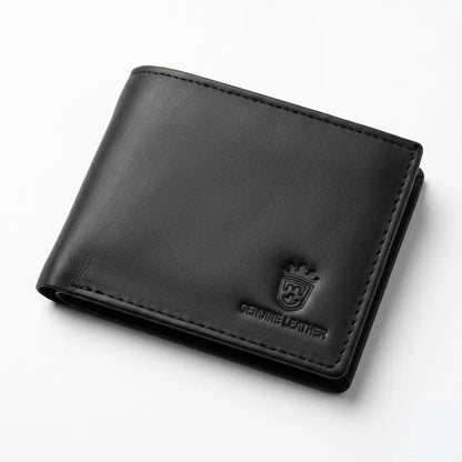 TIMAS Classic Black Leather Bifold Wallet