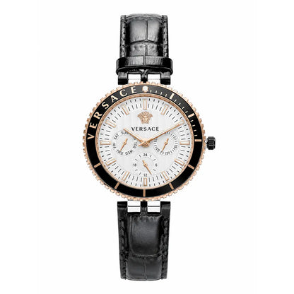 Versace Palazzo Fashion Chronograph | Working Multi-Dial Display with Alligator-Grain Strap (AWVM-00259)