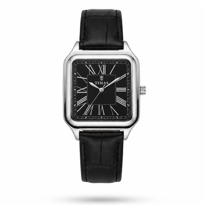 TIMAS Santos-Style Classic Edition | Square Bezel Leather Strap Quartz Watch