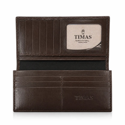 TIMAS Premium Long, Leather Executive Wallet with Wooden Box