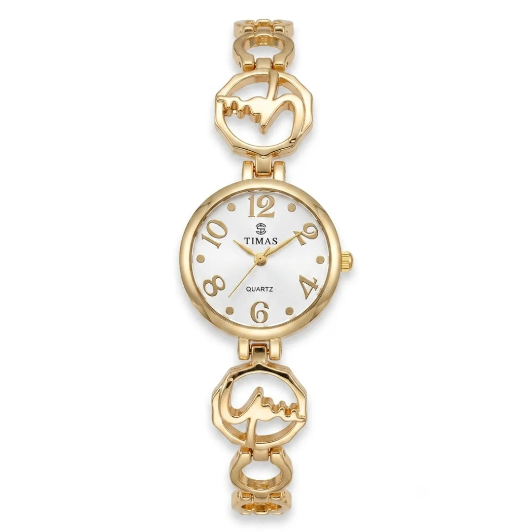 TIMAS Petite Jewelry Edition | Calligraphic Motif Link Bangle Women's Quartz Watch