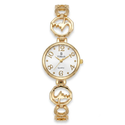 TIMAS Petite Jewelry Edition | Calligraphic Motif Link Bangle Women's Quartz Watch