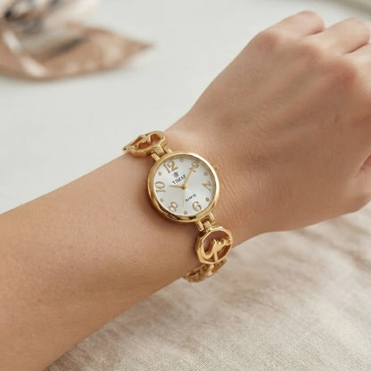 TIMAS Petite Jewelry Edition | Calligraphic Motif Link Bangle Women's Quartz Watch