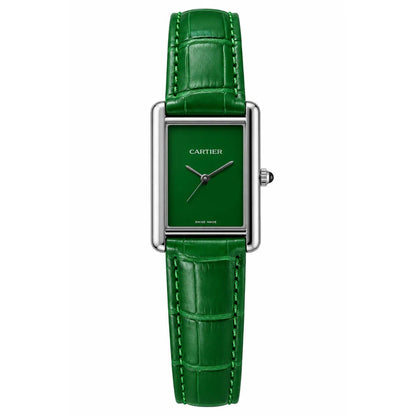 Cartier Leather Strap Elegant Rectangular Tank Watch