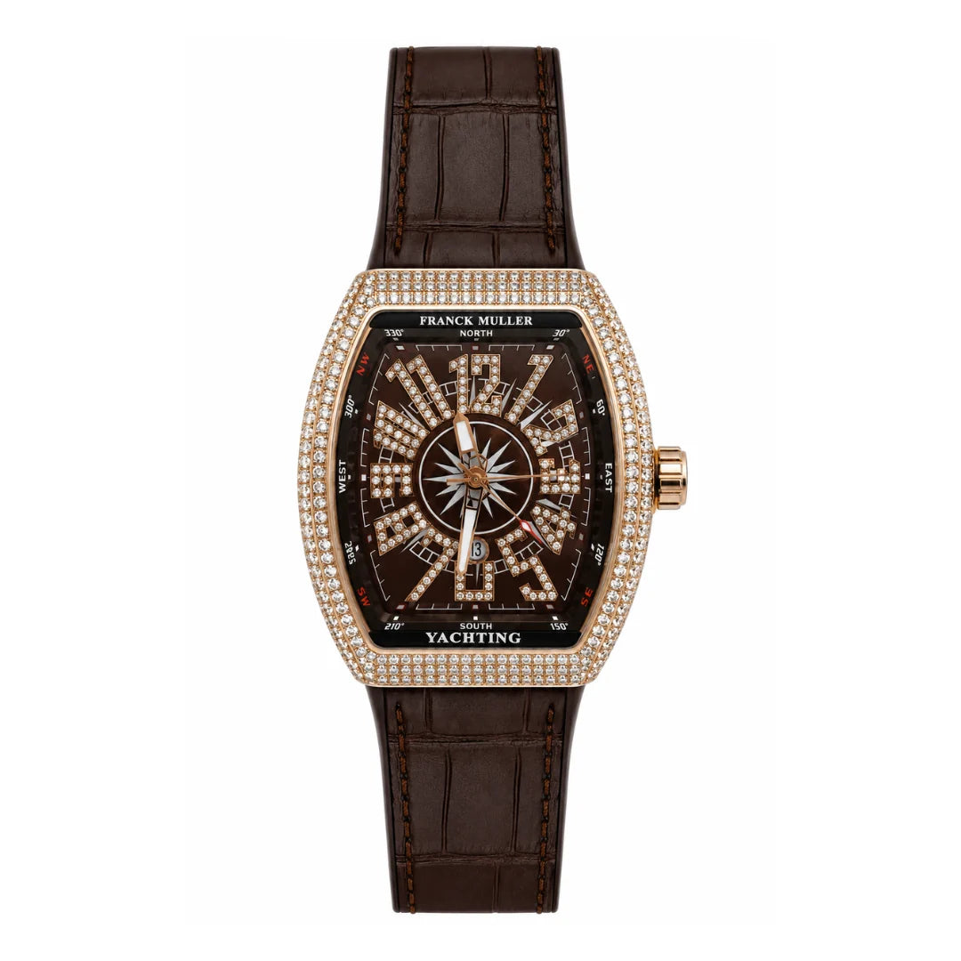 Frank Muller DENVOSI Luxury Tonneau Edition | Crystal Pave Bezel & Compass Dial Quartz Watch