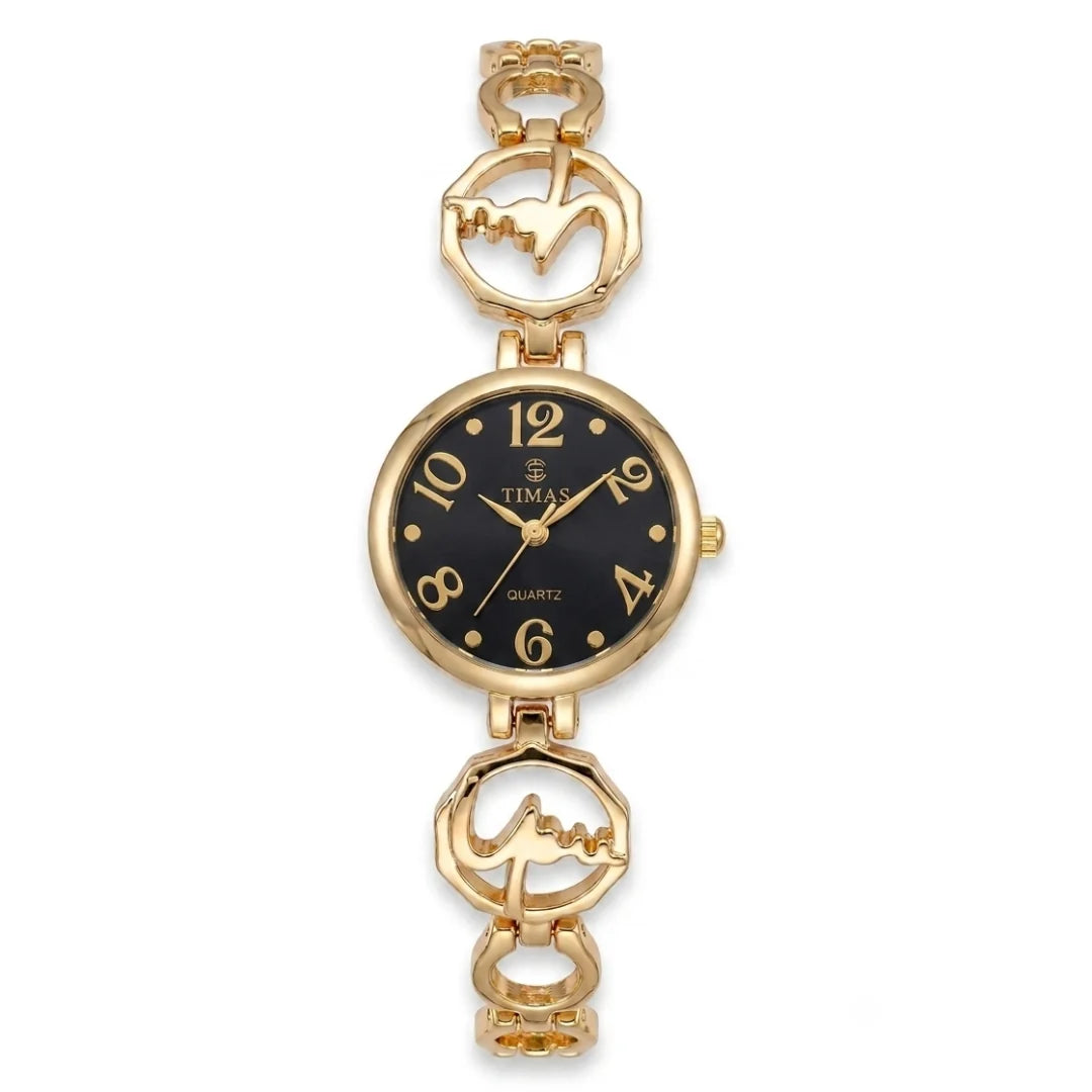 TIMAS Petite Jewelry Edition | Calligraphic Motif Link Bangle Women's Quartz Watch