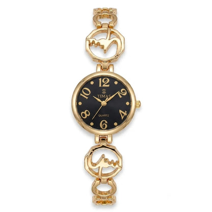 TIMAS Petite Jewelry Edition | Calligraphic Motif Link Bangle Women's Quartz Watch