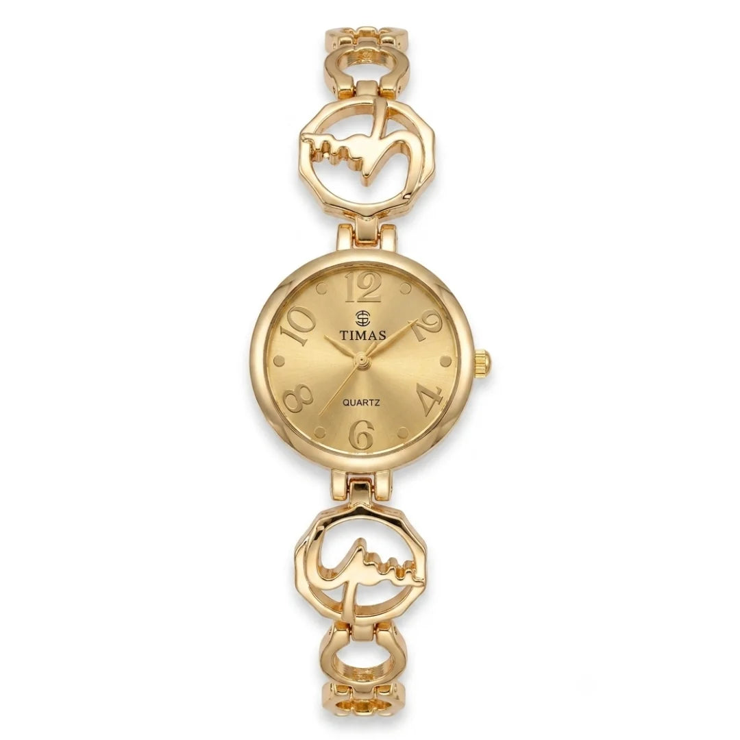 TIMAS Petite Jewelry Edition | Calligraphic Motif Link Bangle Women's Quartz Watch