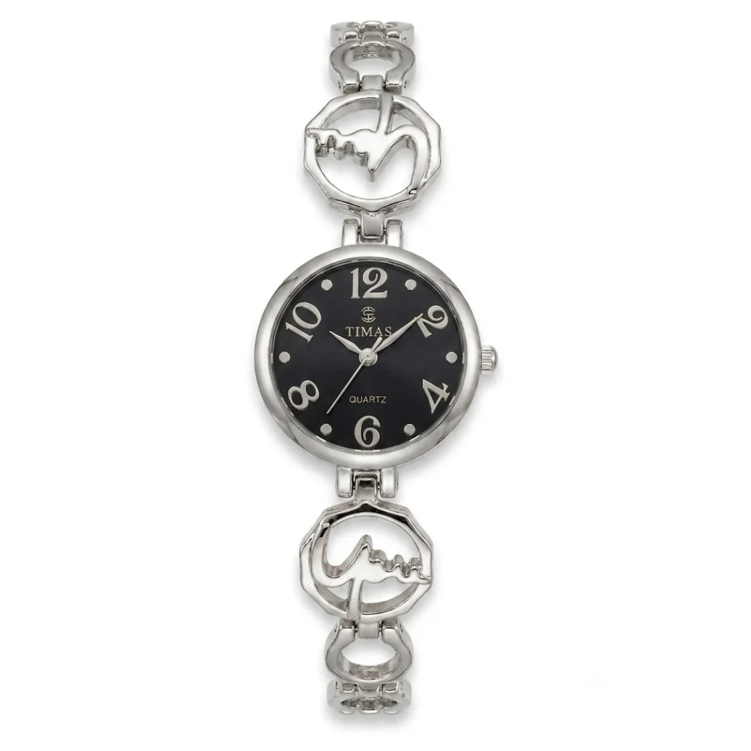 TIMAS Petite Jewelry Edition | Calligraphic Motif Link Bangle Women's Quartz Watch