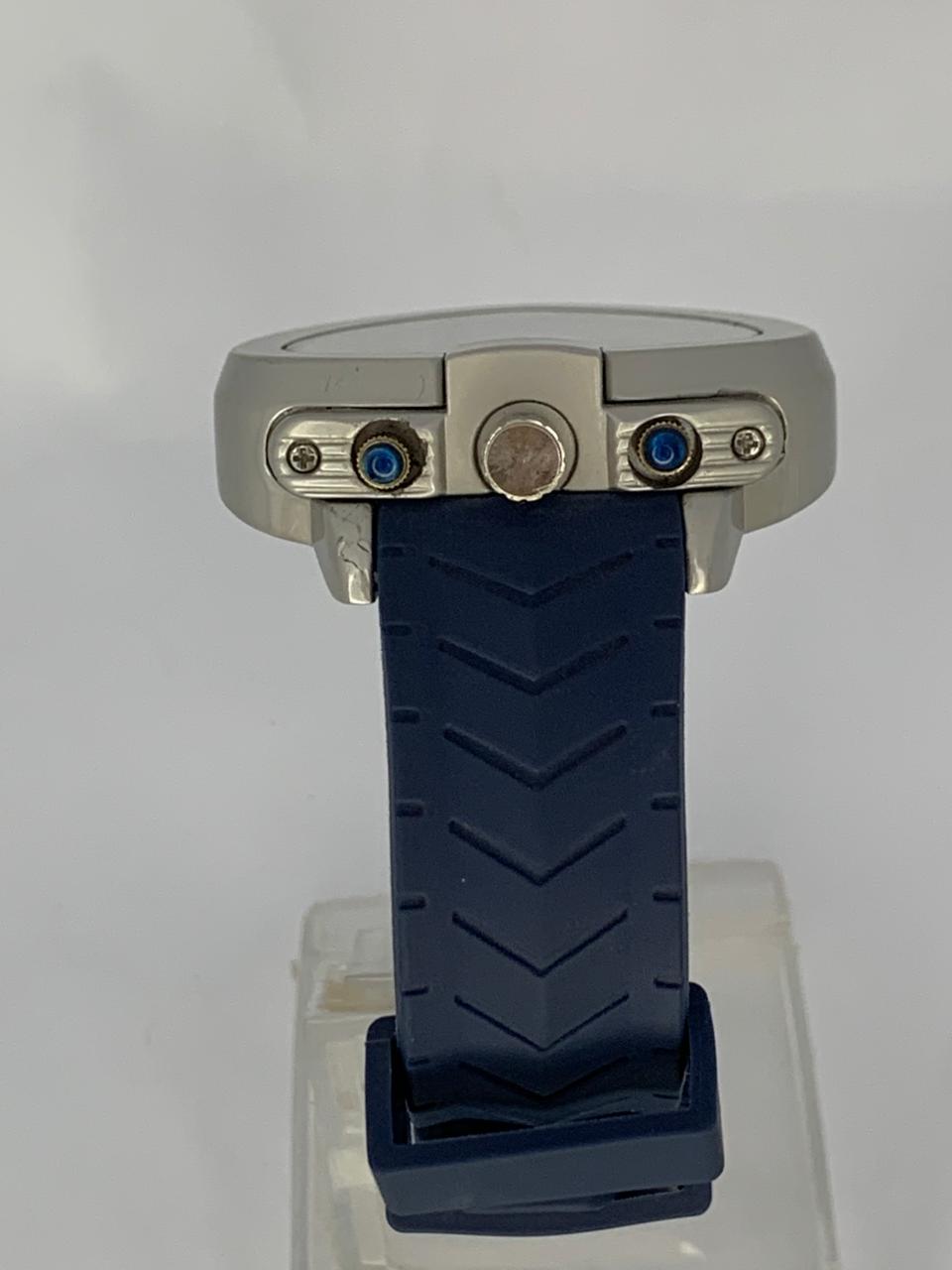 TIMAS Executive Triangular Quartz Chronograph Watch with Navy Blue Strap