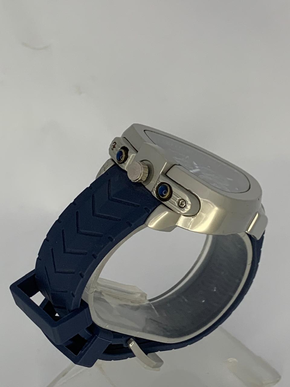 TIMAS Executive Triangular Quartz Chronograph Watch with Navy Blue Strap