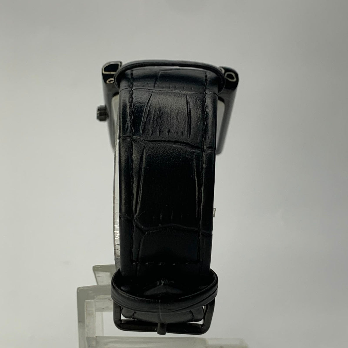 Universe Point Luxury Black Tonneau Watch | Roman Numeral Dial & Leather Strap