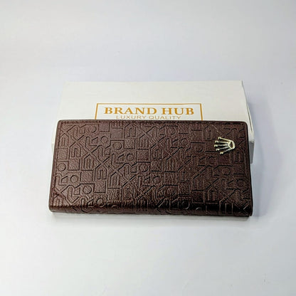 Premium Brown Embossed Leather Long Wallet – Luxury Men’s Wallet with Multiple Card & Cash