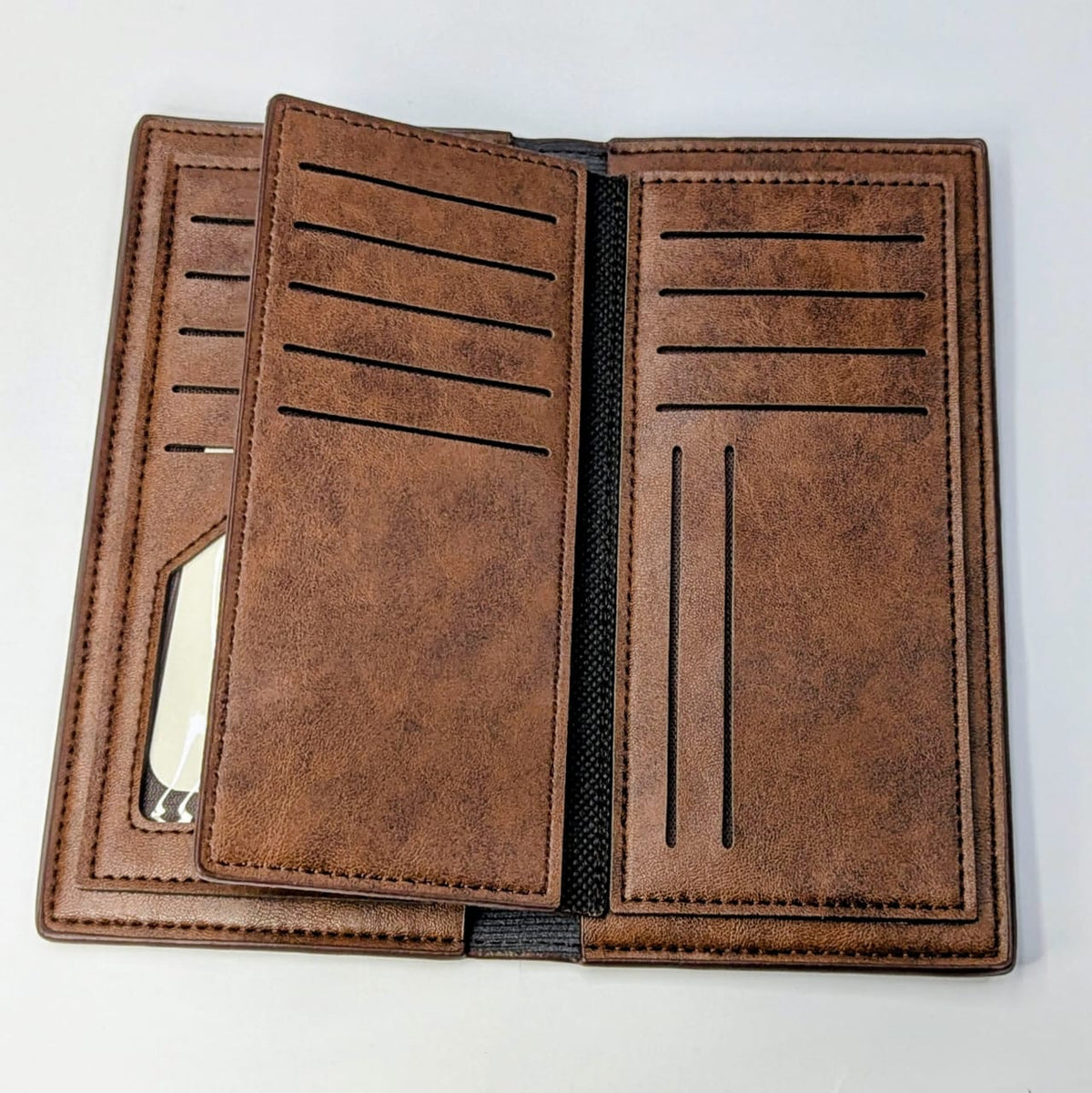 Premium Textured Leather Long Wallet – Brown | Elegant Bi-Fold Men’s Wallet
