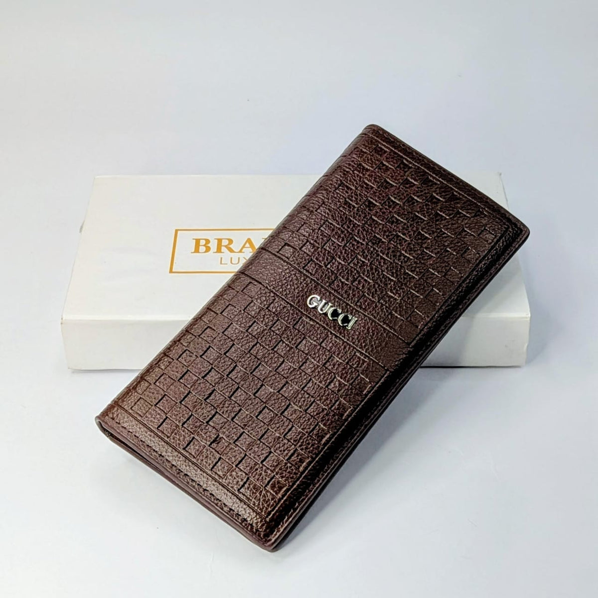Gucci-Style Premium Brown Long Leather Wallet | Multiple Card Slots & Cash Holder