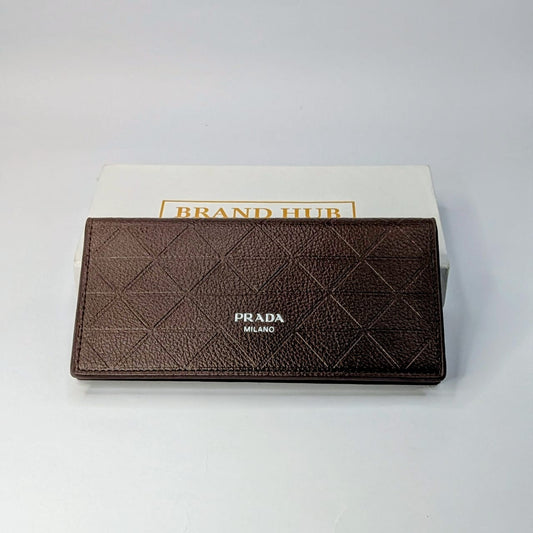 Premium Textured Leather Long Wallet – Brown | Elegant Bi-Fold Men’s Wallet