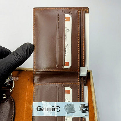 Executive Men’s Genuine Leather Wallet & Keychain Gift Set