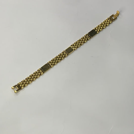 Mens Braclet gold addition Monogram Interlocking Series | Woven Franco Mesh Bracelet with Engraved Circular Crest