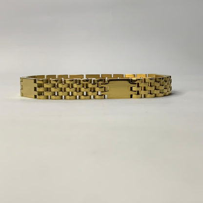 Mens Braclet gold addition Monogram Interlocking Series | Woven Franco Mesh Bracelet with Engraved Circular Crest