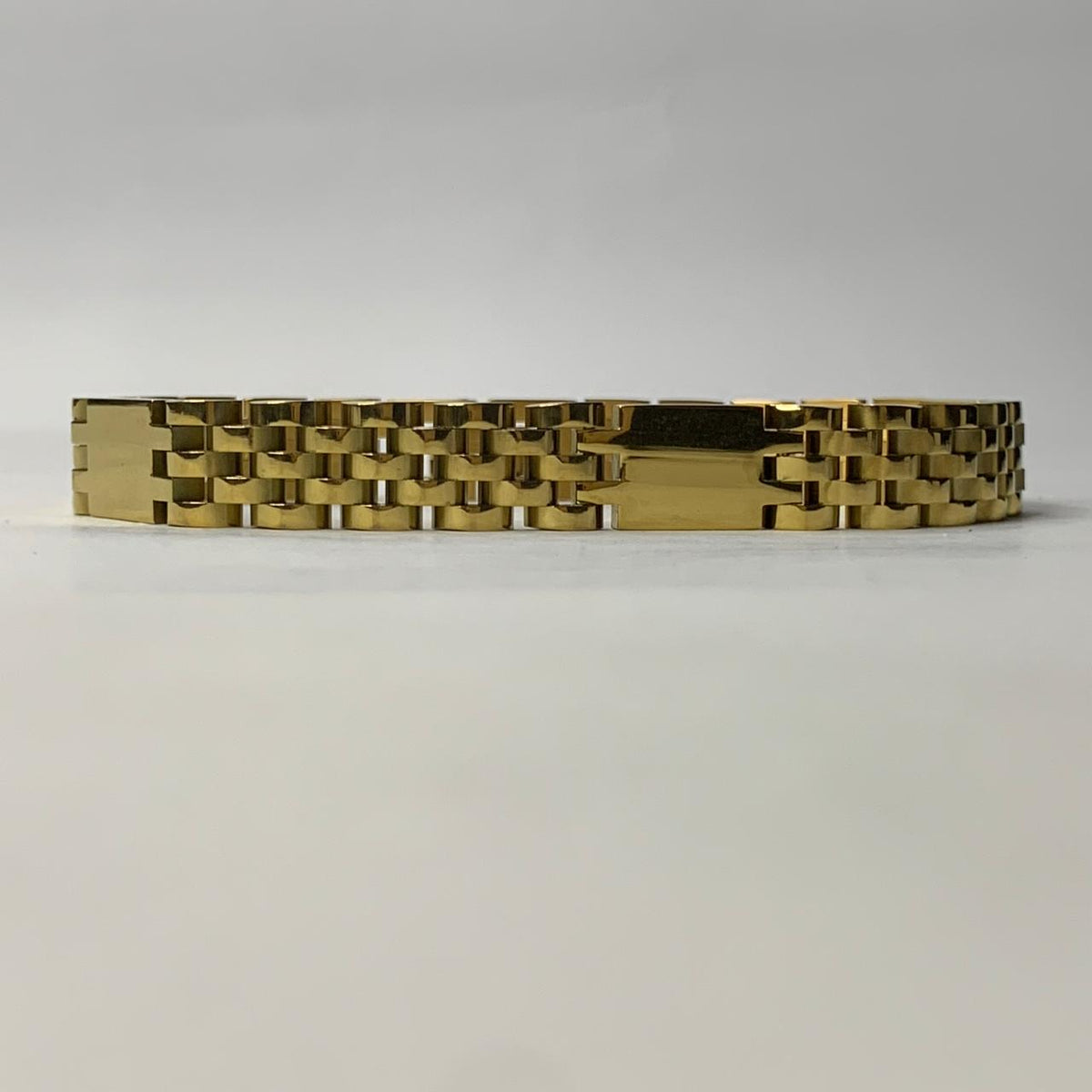 Mens Braclet gold addition Monogram Interlocking Series | Woven Franco Mesh Bracelet with Engraved Circular Crest