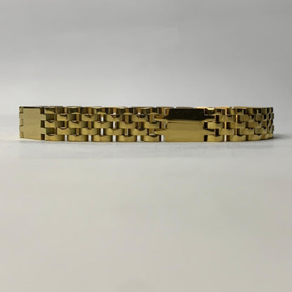Mens Braclet gold addition Monogram Interlocking Series | Woven Franco Mesh Bracelet with Engraved Circular Crest