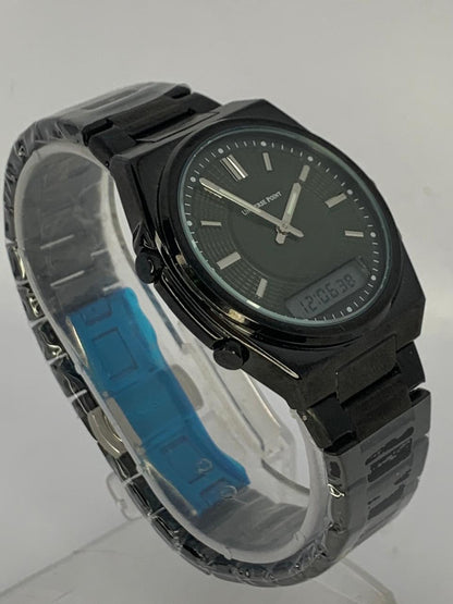 UNIVERSE POINT Tactical Dual Display Watch | All-Black Steel Strap & Dark Olive Dial