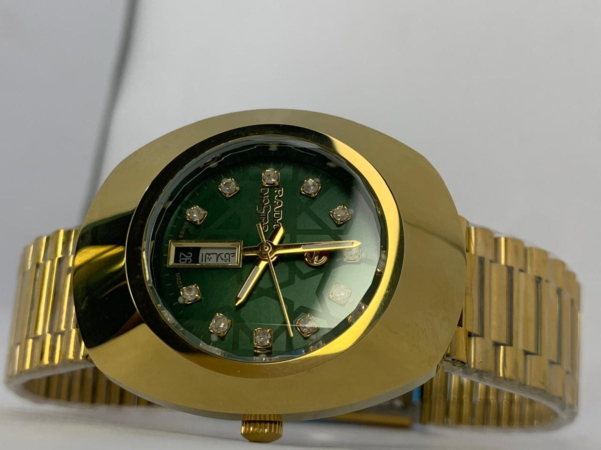 RADO DiaStar Vintage Style | Gold Shield Automatic Watch with Arabic Day-Date