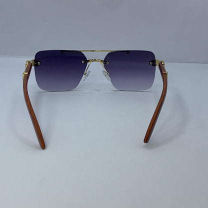 Cartier Gold & Wooden Frame Sunglasses | Rimless Shield Design