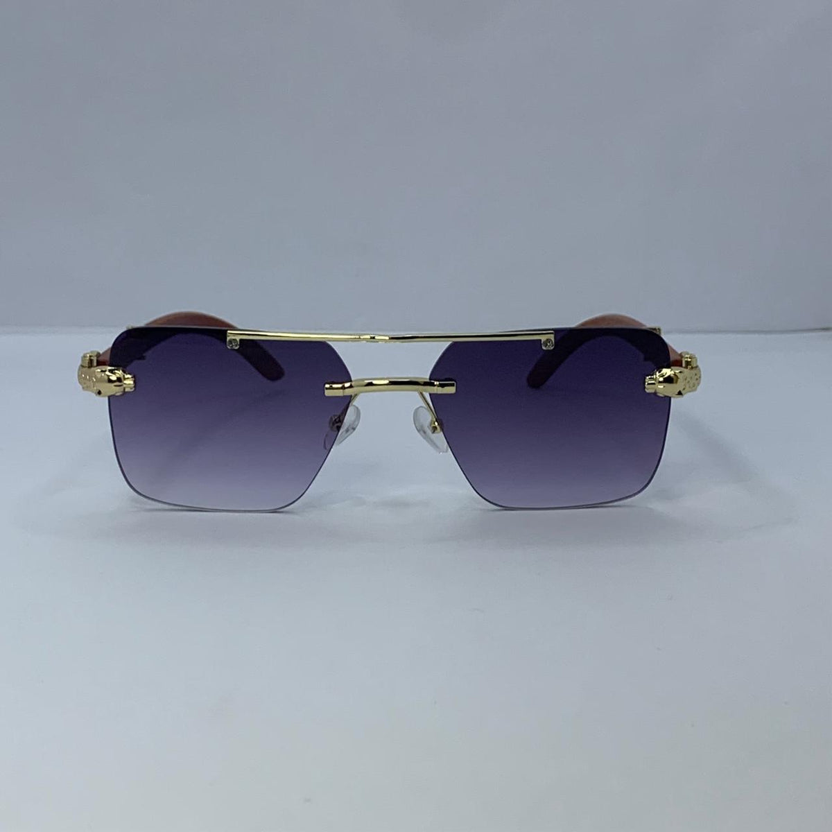Cartier Gold & Wooden Frame Sunglasses | Rimless Shield Design