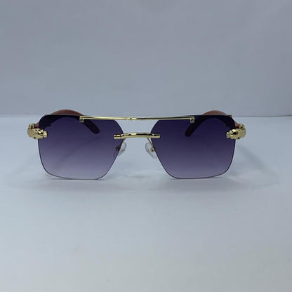 Cartier Gold & Wooden Frame Sunglasses | Rimless Shield Design