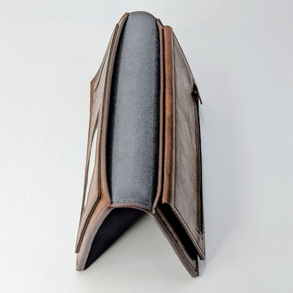 Premium Brown Embossed Leather Long Wallet – Luxury Men’s Wallet with Multiple Card & Cash