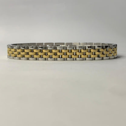 Monogram Interlocking Series | Woven Franco Mesh Bracelet with Engraved Circular Crest