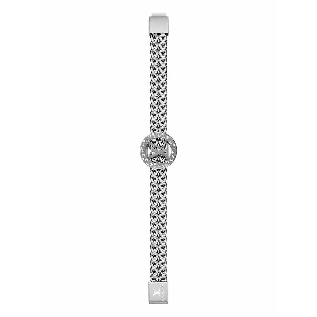 Monogram Interlocking Series | Woven Franco Mesh Bracelet with Engraved Circular Crest